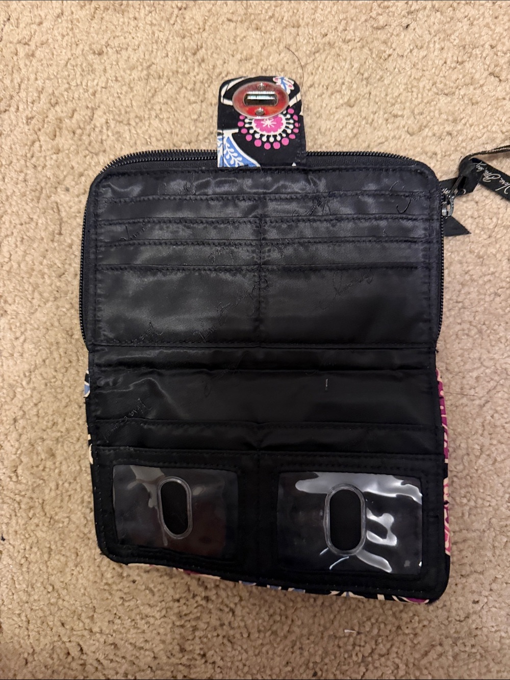Vera Bradley Black Floral Quilted Wallet - Picture 2 of 4